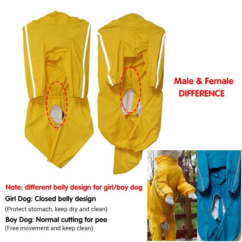 Chubasquero impermeable para perros grandes – Capucha y cubiertas traseras extraíbles - imagen 3