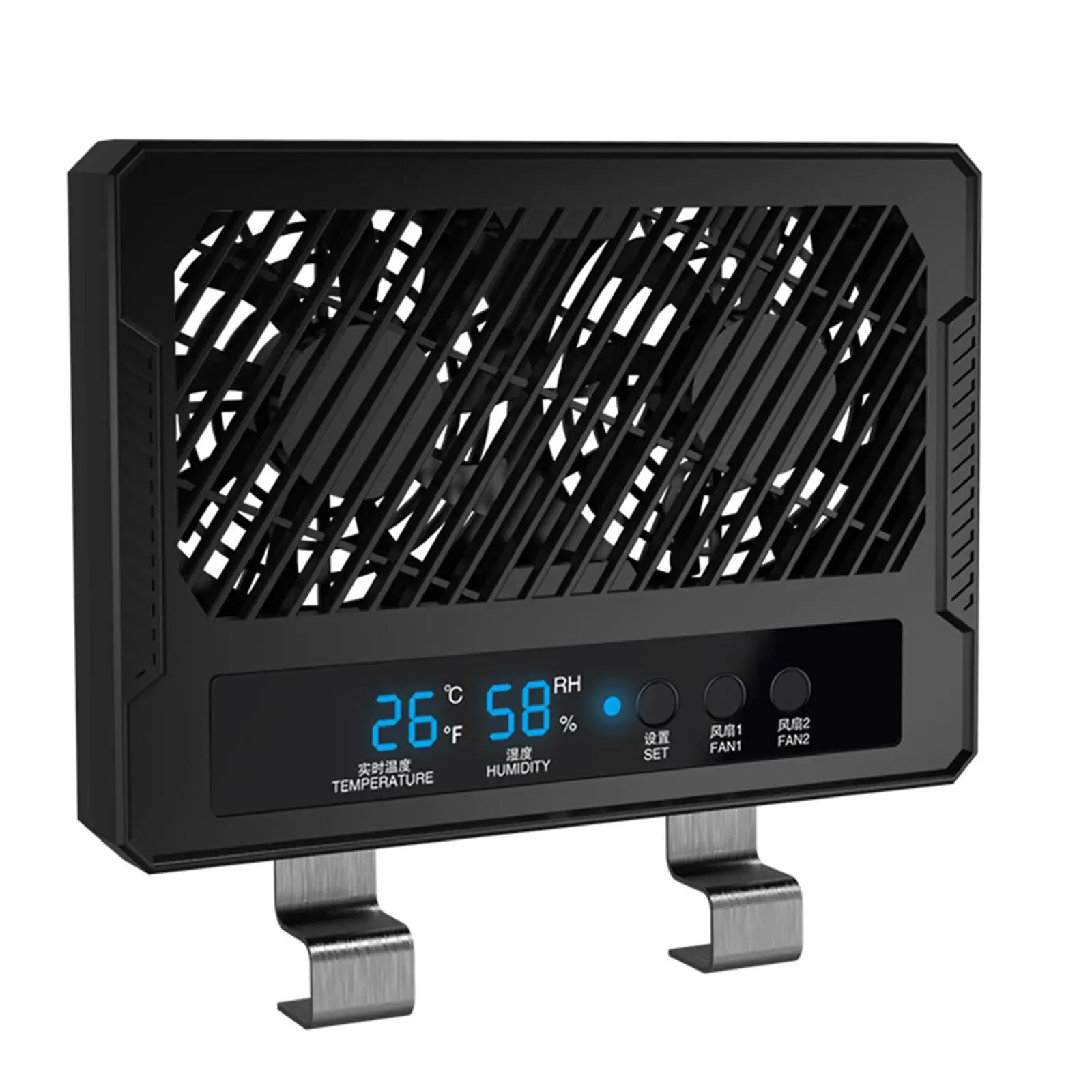 Ventilation Fan for Reptile Enclosure Digital Humidity Controller Double Fan