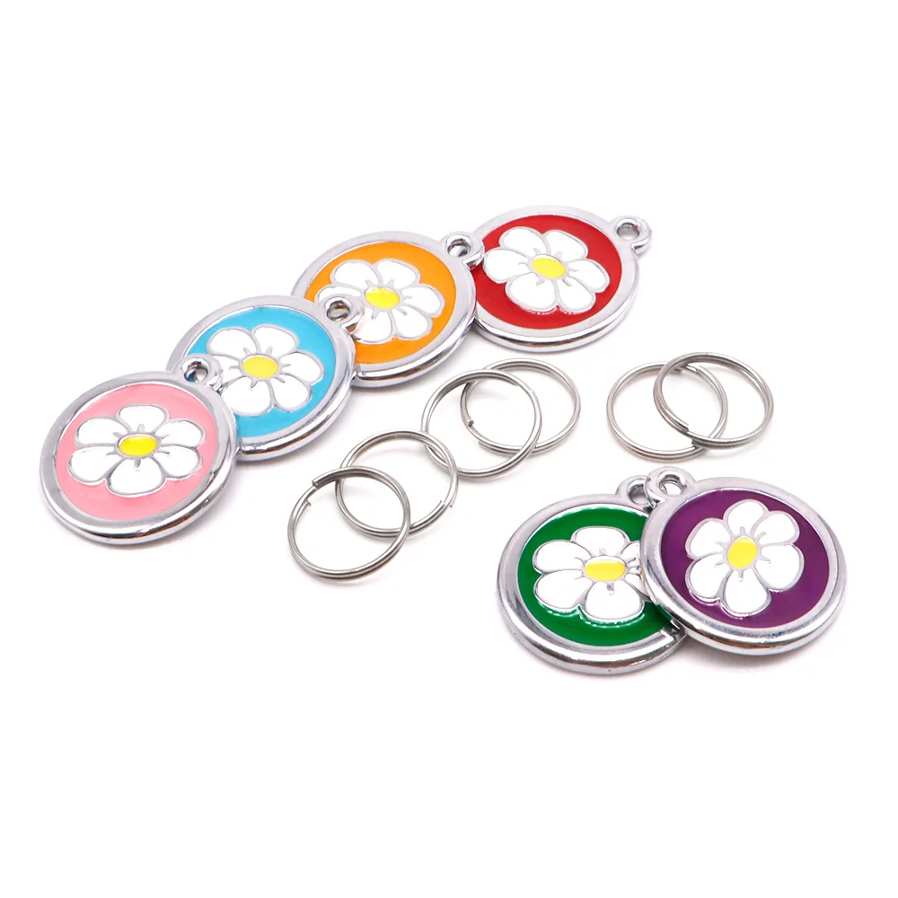 Collar con grabado de identificación de perro, colgante de Nombre de mascota, flor, accesorio para Collar de cachorro, venta al por mayor, 100 Uds. - imagen 4
