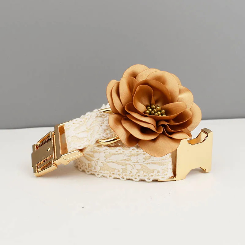 Collar de encaje para perro, placa con nombre grabada personalizada, Collar de boda para mascotas, arnés para perros, accesorios para perros, encaje de lujo03 - imagen 2