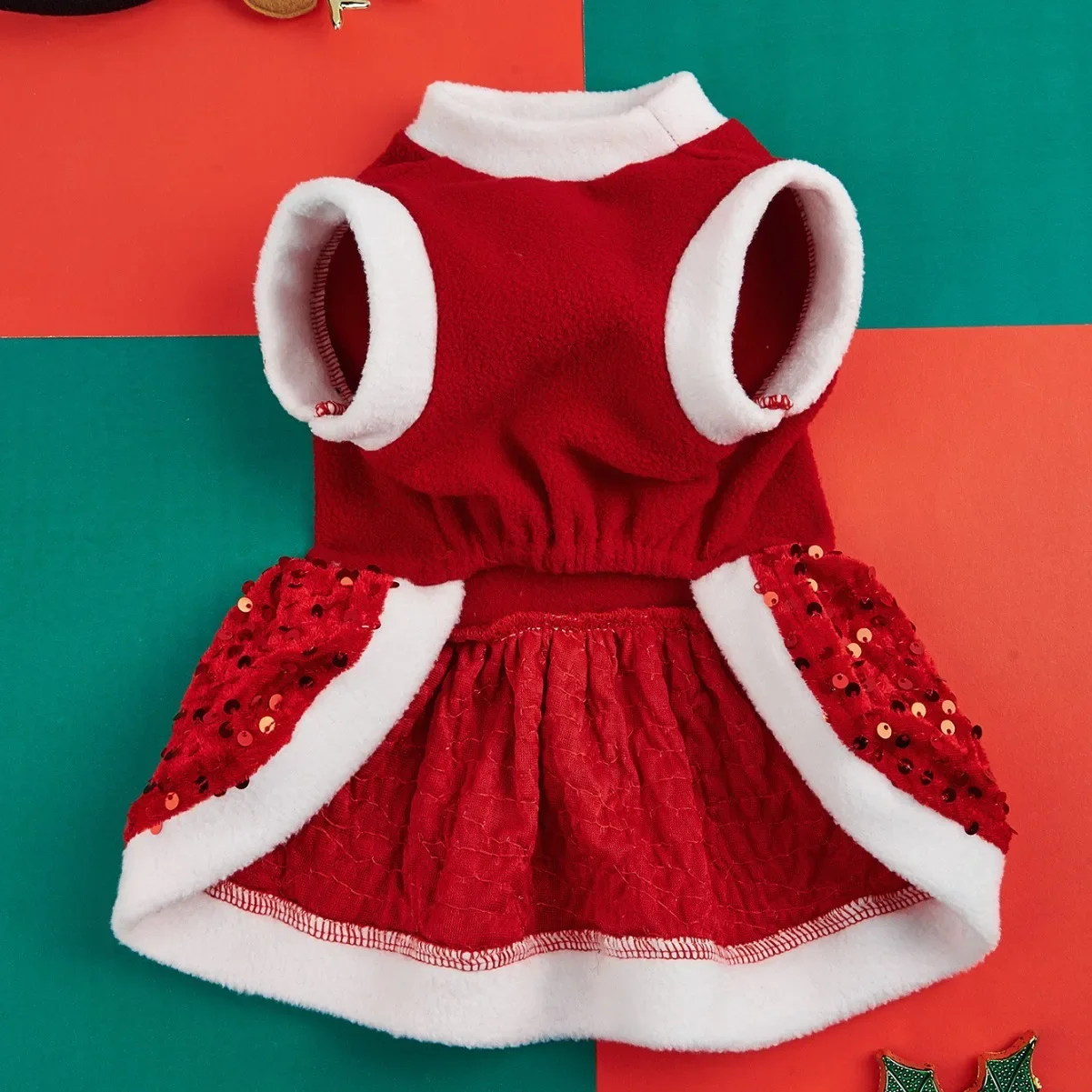 Vestido de peluche con purpurina para perro pequeño, ropa de gato, vestidos de perro para cachorro, Navidad, Otoño e Invierno