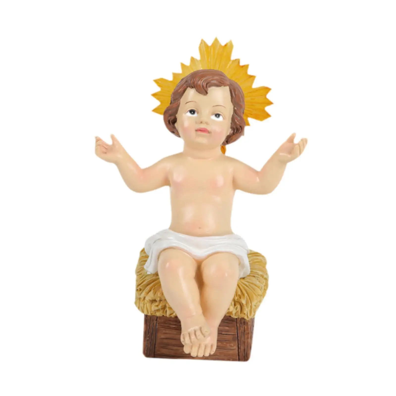 Figura Niño Jesús – Tallado detallado y acabado liso para estanterías - imagen 3