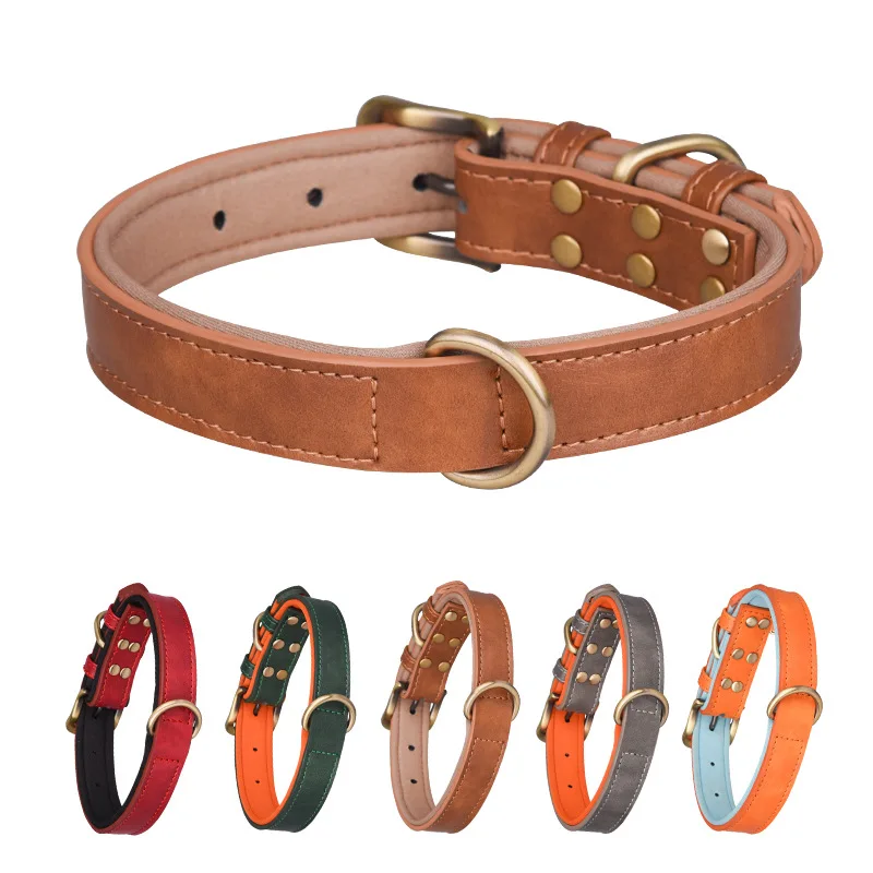 Correa de cuero retro para perros y gatos - cómoda resistente - imagen 3