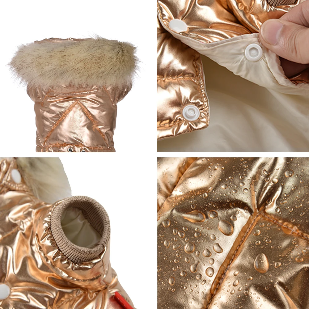 Monos de invierno para mascotas, chaqueta impermeable con capucha para perros pequeños y medianos, abrigo, sudaderas con capucha ajustables para cachorros, trajes Yorkie Chihuahua - imagen 5