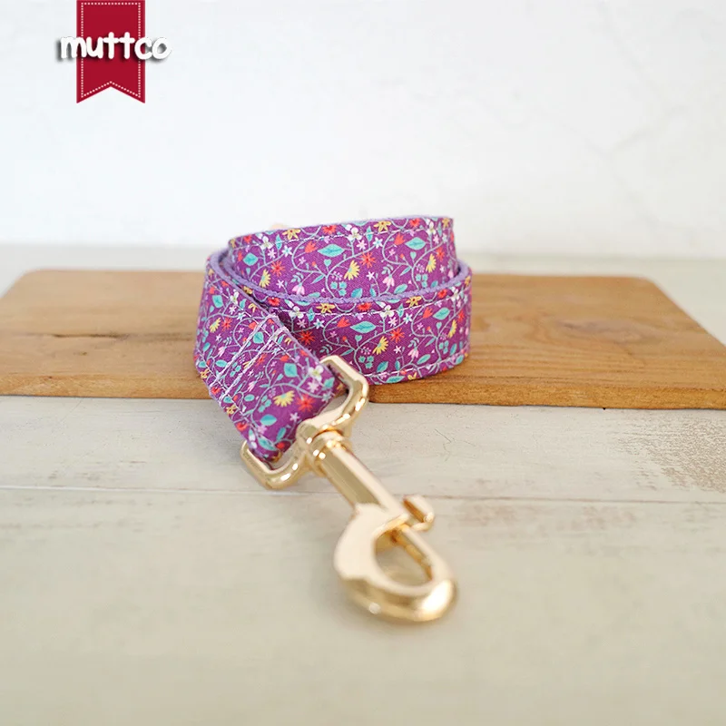 Collar con hebilla de metal grabado MUTTCO, collar con etiqueta de identificación de perro personalizada con rosa de vid púrpura, placa de identificación de 5 tamaños, suministro antipérdida UDC185 - imagen 3