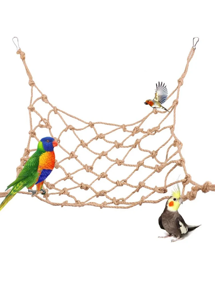 Columpio para loros, cuerda para pájaros, red de escalada colgante con gancho, hamaca, soporte para pájaros, escalera, pájaros, masticar, jugar, gimnasio, juguetes para conejos y hámster - imagen 3
