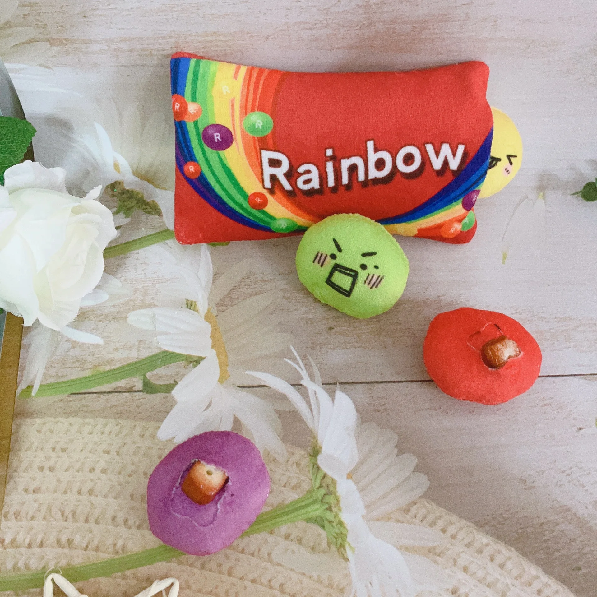 Juguetes de peluche con sonido de arcoíris para mascotas, comida oculta, suministros de fugas para perros, accesorios para cachorros - imagen 4