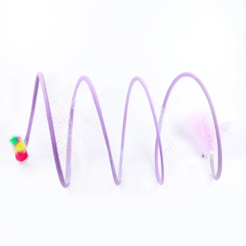 Túnel de juguete para mascotas, campana de ratón de plumas, malla elástica plegable de alta diversión, tipo S, suministros para mascotas - imagen 4