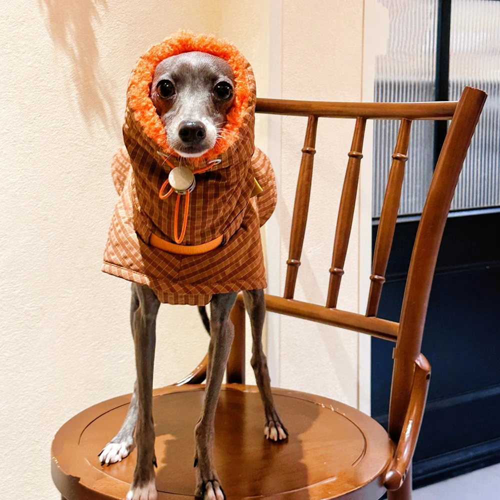 Abrigo de Invierno para Perro - Naranja acolchado con cuello alto - imagen 4