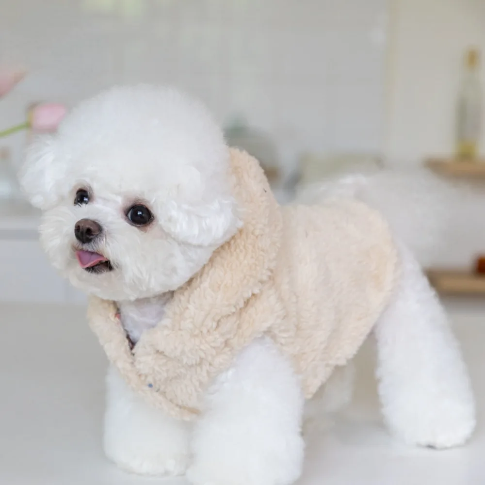 Chaleco de felpa de doble cara para mascotas, chaqueta con capucha para perros y gatos, oso de peluche para cachorros, ropa para perros pequeños, Otoño e Invierno - imagen 4