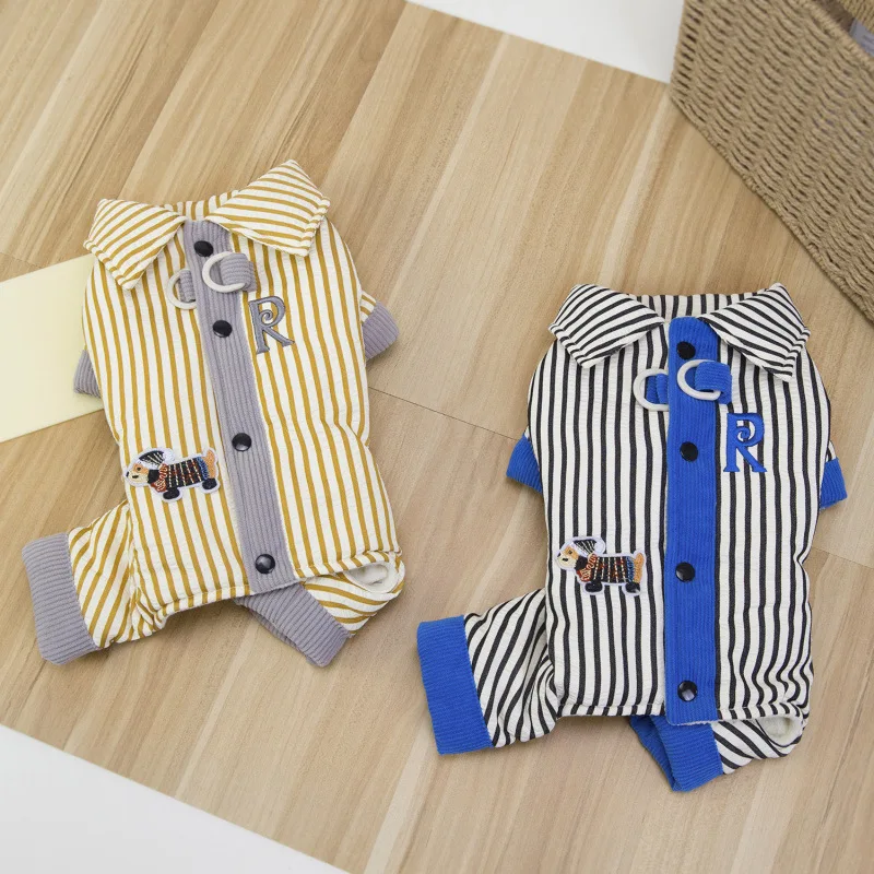 Dog Clothing Autumn and Winter New Thickened Warm Cotton-padded Clothes Teddy Pomeranian Cotton Clothes Four-legged Overalls - imagen 2