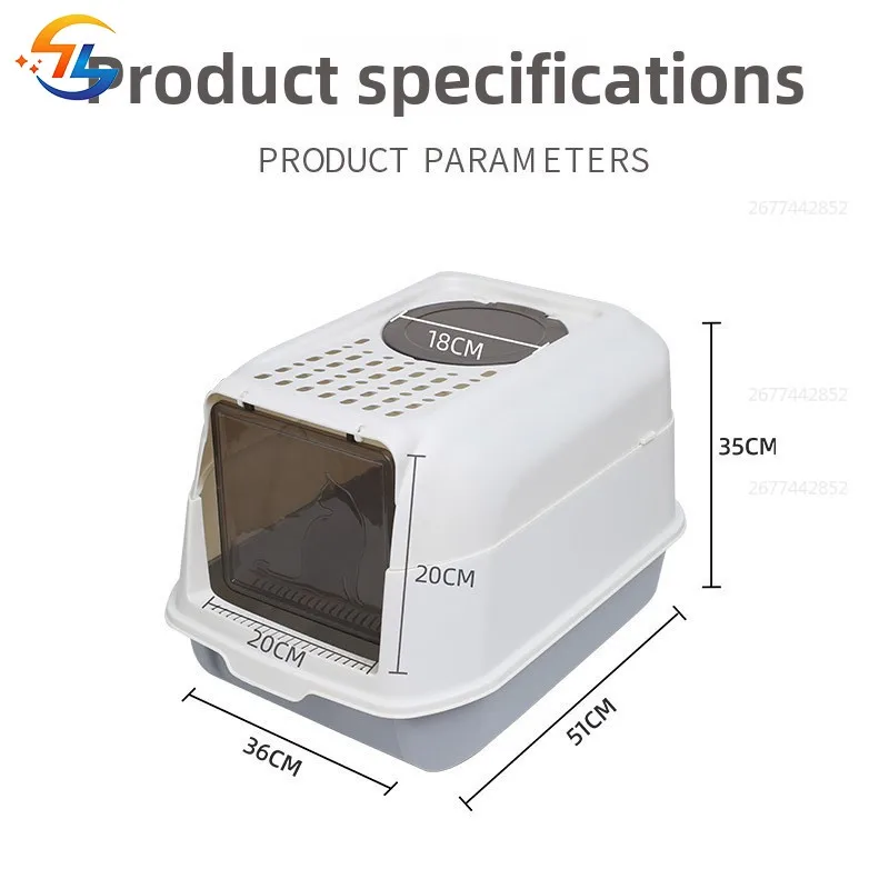 Cuenco de arena para gatos cerrado grande, cuchara de arena abatible, cuchara de arena para inodoro para gatos extraíble, fácil de limpiar - imagen 5