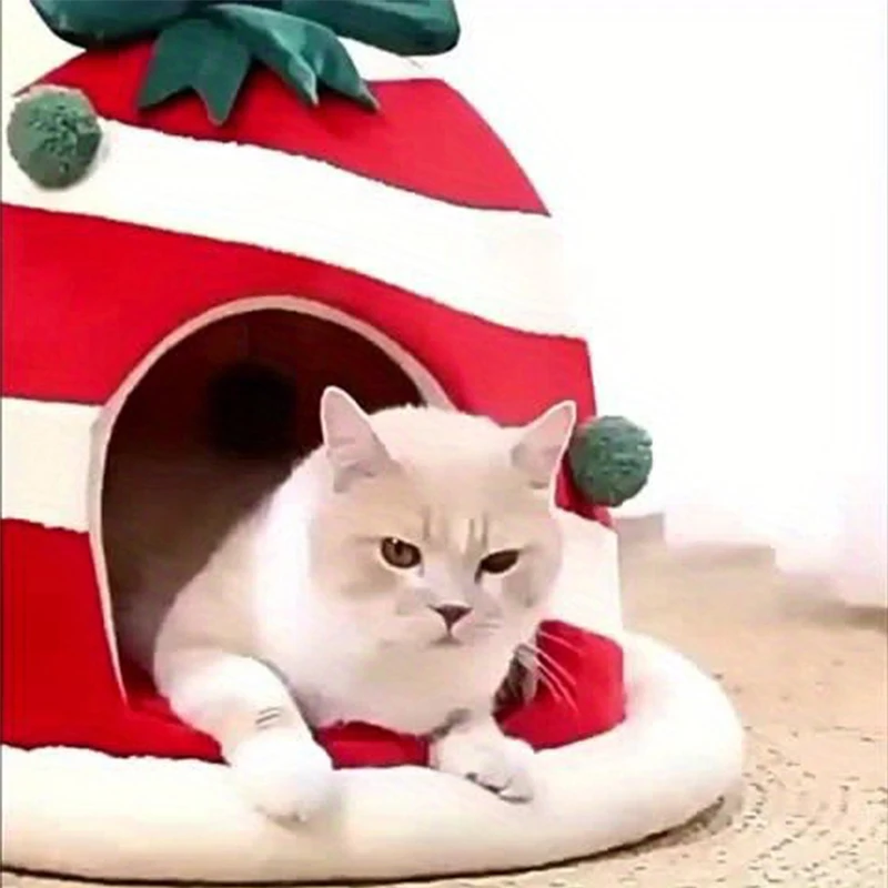 Cama navideña para gatos, productos para mascotas, cojines de invierno, suministros para casas y Habitats de Halloween, accesorios para casas, todos los gatitos - imagen 2
