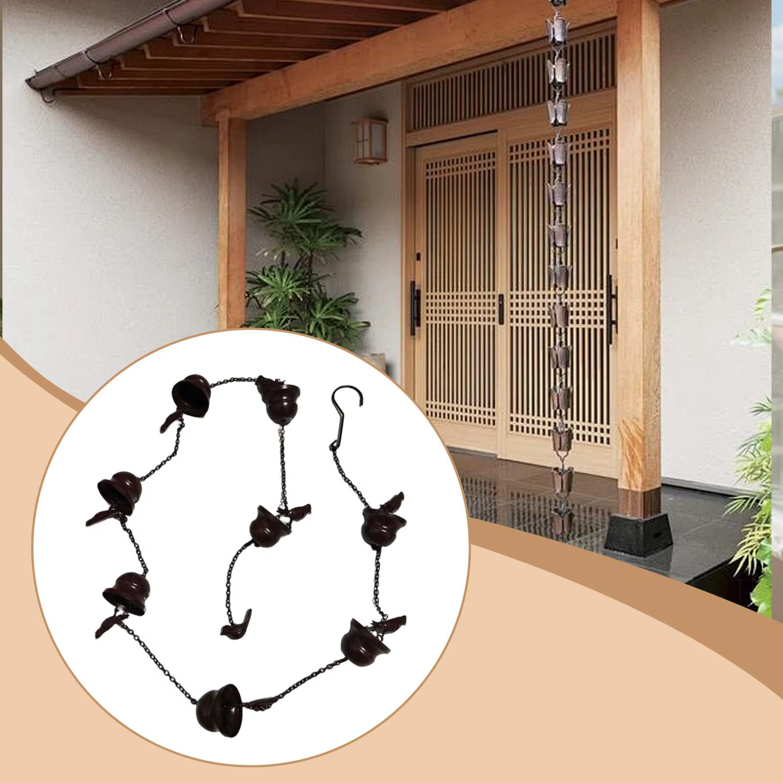 Cadena de lluvia para canaletas – Recolector de agua para desagüe - imagen 3