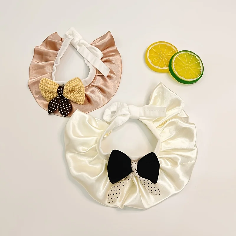 Adjustable Pet Scarf for Cats Dogs Puppy Neck Strap With Bowknot Soft Cute Dog Collar Kitten Saliva Towel Pet Dress Up Supplies - imagen 3