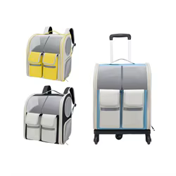 Mochila transpirable plegable con ruedas para perros y gatos