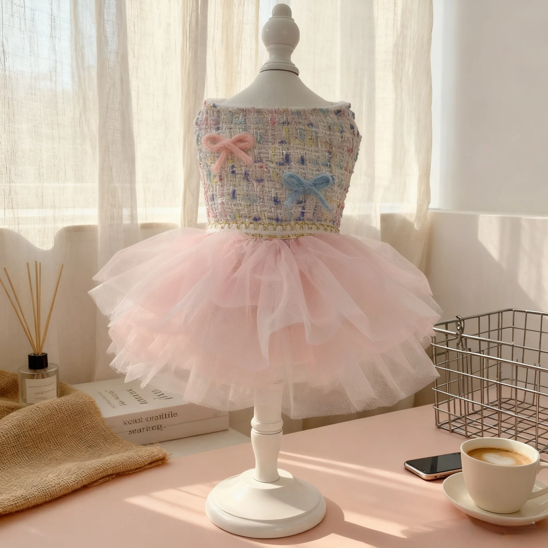 Vestido de terciopelo fino para perros vista frontal