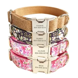 Collar de perro con hebilla de metal personalizado multicolor con margaritas negras y flores rosas, correa a juego disponible