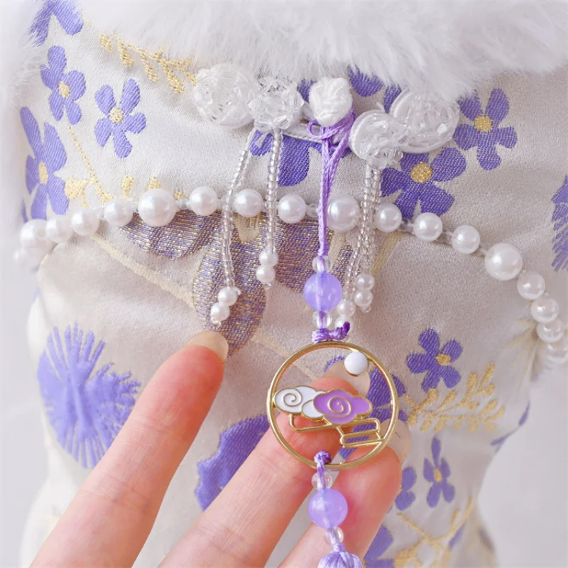 Abrigo de algodón para mascotas de estilo chino de invierno, chaqueta cálida para perros pequeños (teddy/bichon) y gatos, ropa para exteriores de Año Nuevo - imagen 3