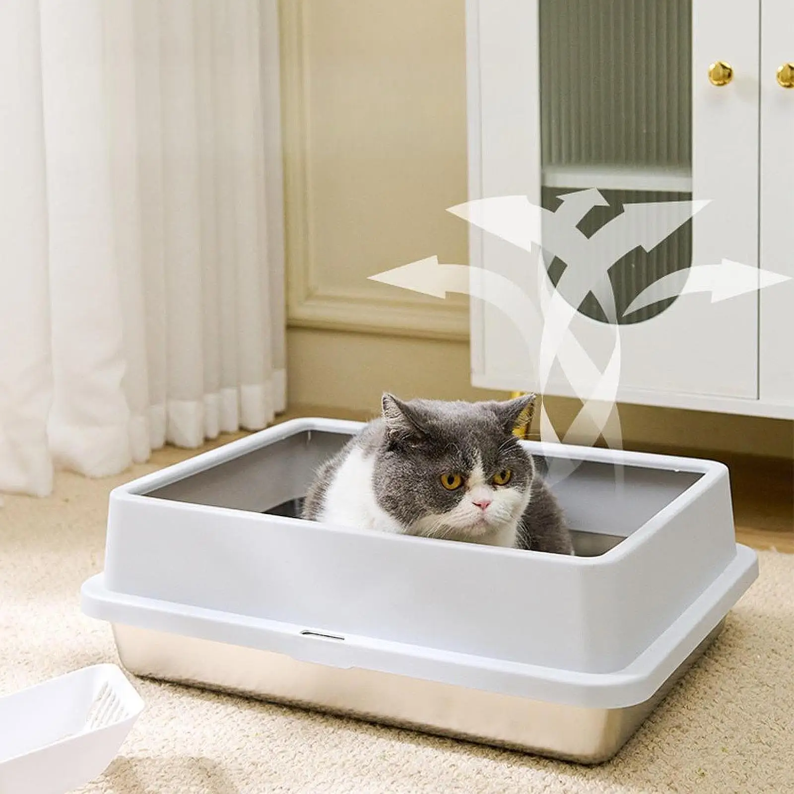 Cat Litter Box Pet Bedpan Cat Sand Box Container Open Top Cat Litter Tray for Indoor Cats