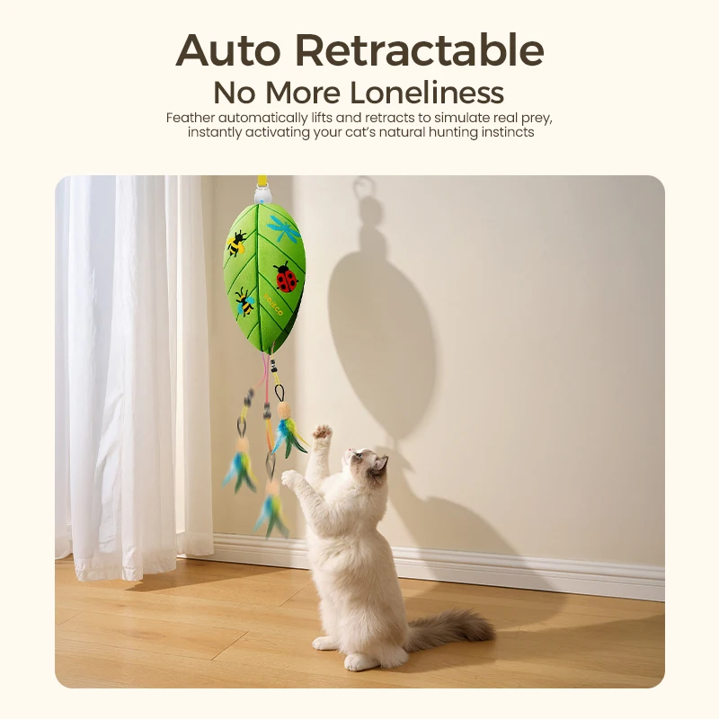 Juguete automatico para gatos colgante con laser y pluma divertido - imagen 2