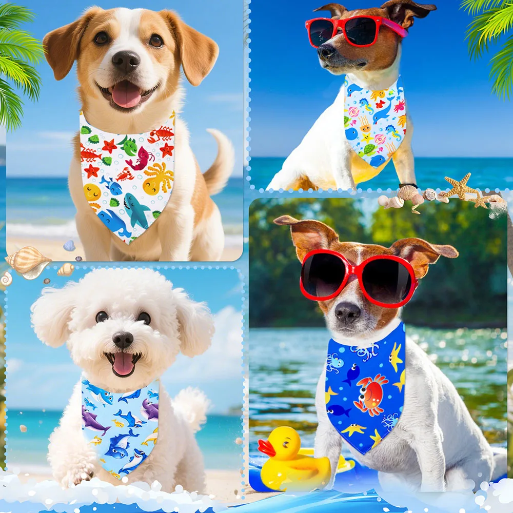 50 Uds. Bandana para perros, pañuelos de estilo océano a la moda, bufanda para perros pequeños, gatos, Baberos ajustables para perros y cachorros para el cuidado de perros - imagen 3