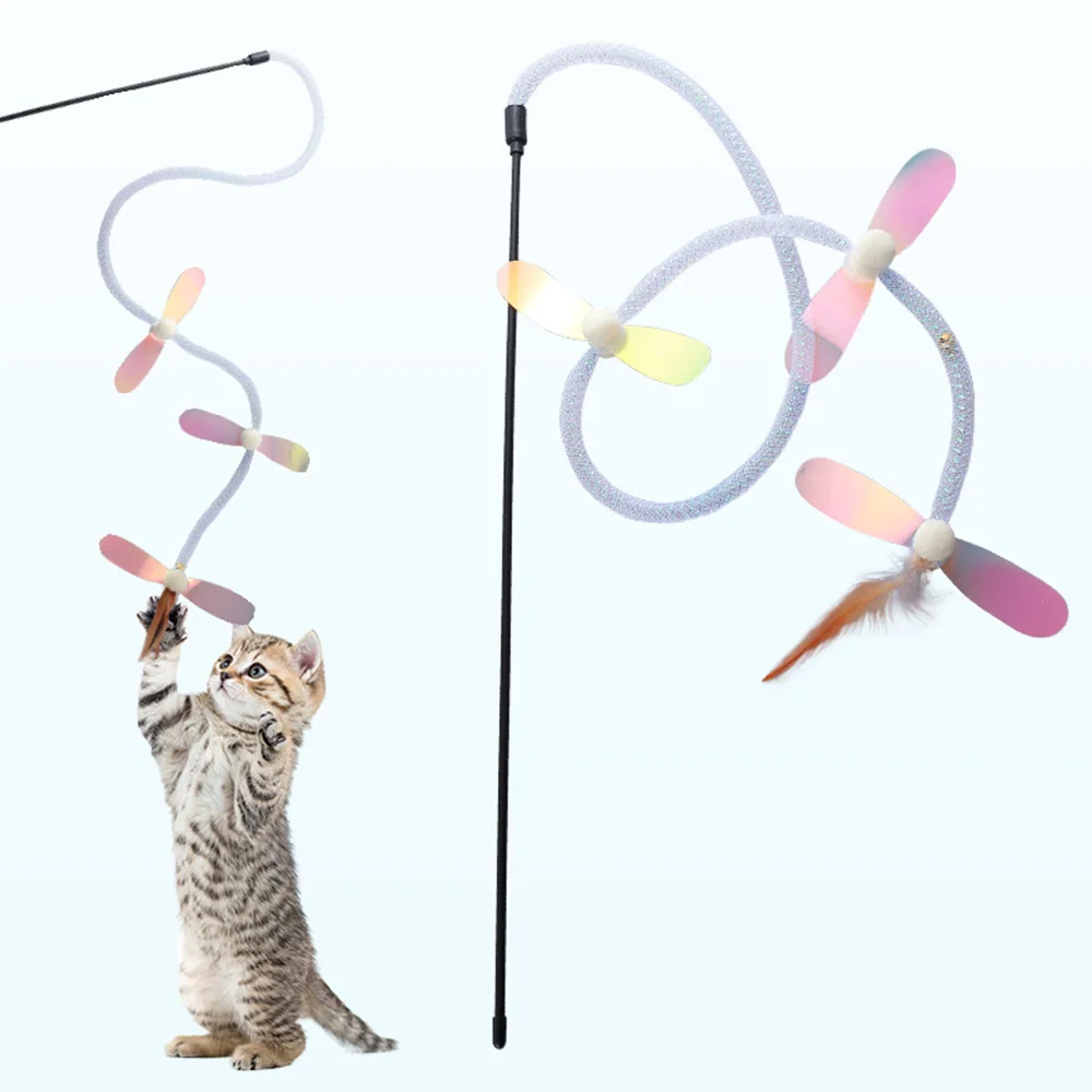 Varita rompecabezas para gatos con forma de libélula y lentejuelas, manguera creativa, combinación de luz y colores, juguete interactivo de juego automático para gatos, - imagen 2