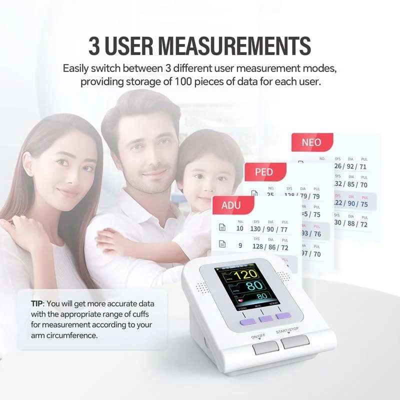 CONTEC08A Monitor de presión arterial esfigmomanotor electrónico herramienta de medición de pulso y frecuencia cardíaca medidor BP + sonda SPO2 monitor bp - imagen 2