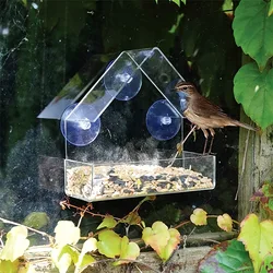 Comedero ventana transparente para pájaros salvajes bandeja deslizante