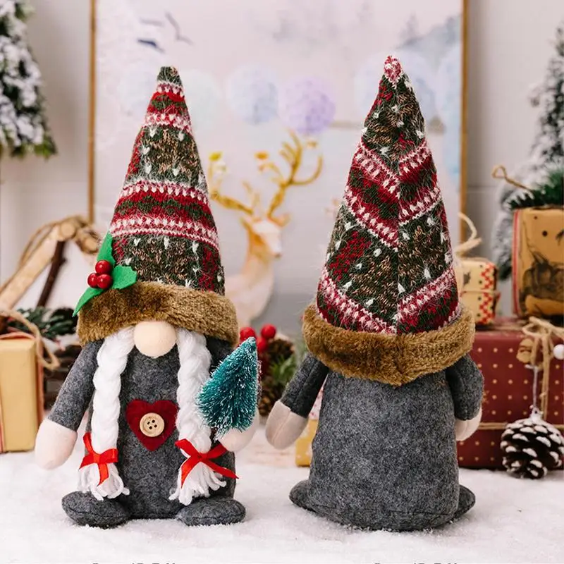Bandeja de adorno de Gnomo de peluche de Papá Noel, decoración que trae buena suerte y estado de ánimo de Navidad para estante, chimenea, capa, mesa, ventana - imagen 3