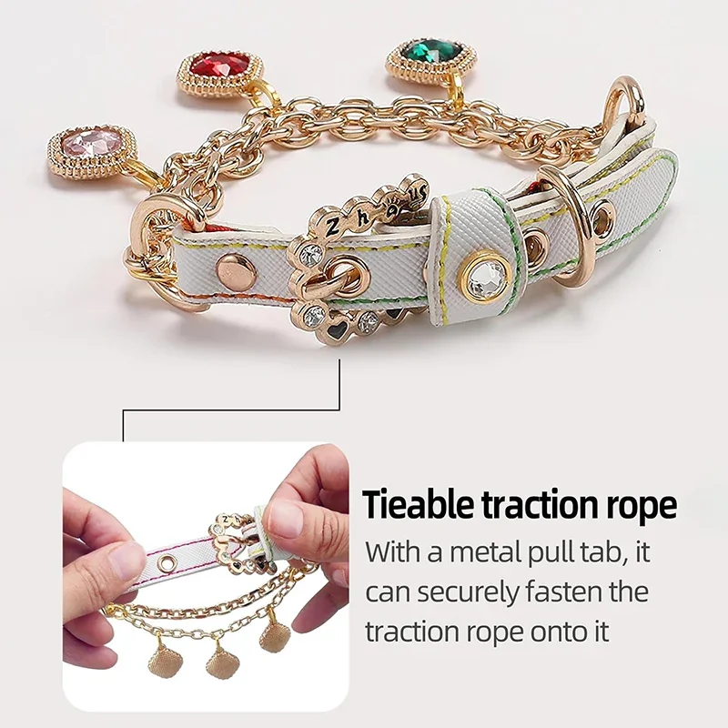 Collar para mascotas para perros pequeños, gatos, colgante de diamante ajustable, Collar para perro con borla, Collar para cachorro, regalo de boda y Día de San Valentín - imagen 5