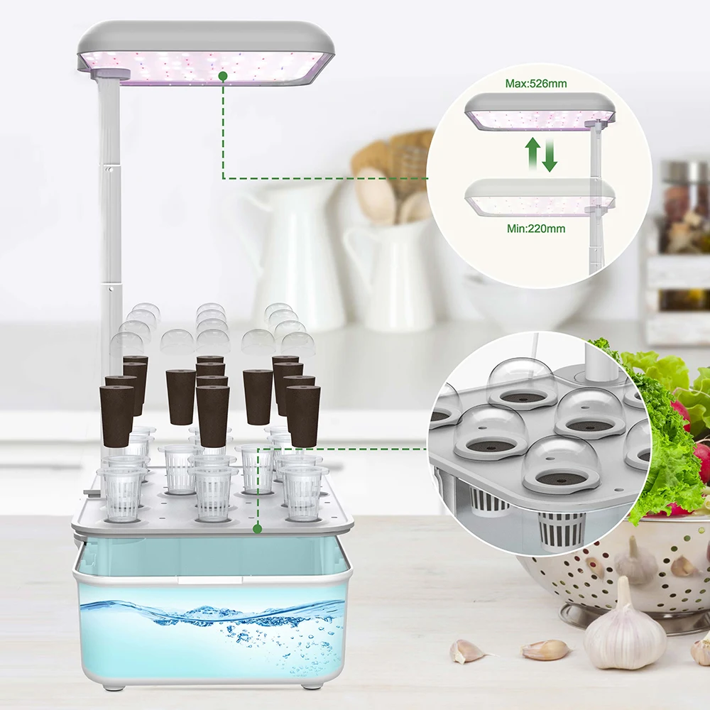 Sistema de cultivo hidropónico WiFi con Bluetooth, caja hidropónica de 14 vainas, hidropónizador de plantas inteligente, máquina de plantar con luz LED de cultivo - imagen 4