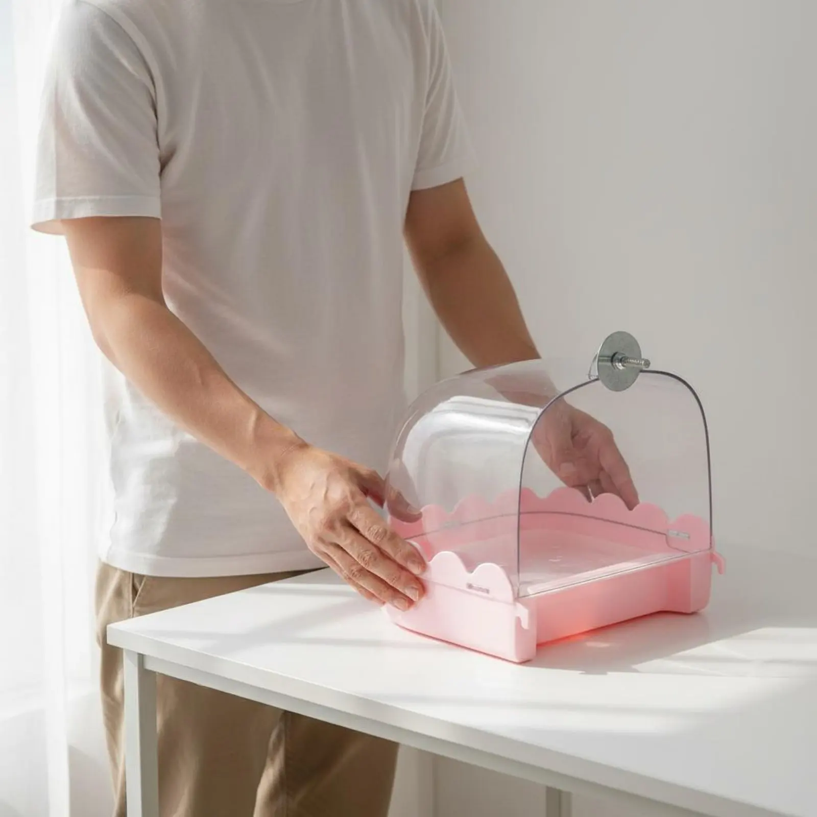 Bañera transparente para aves - baño seguro de periquitos en interior - imagen 3