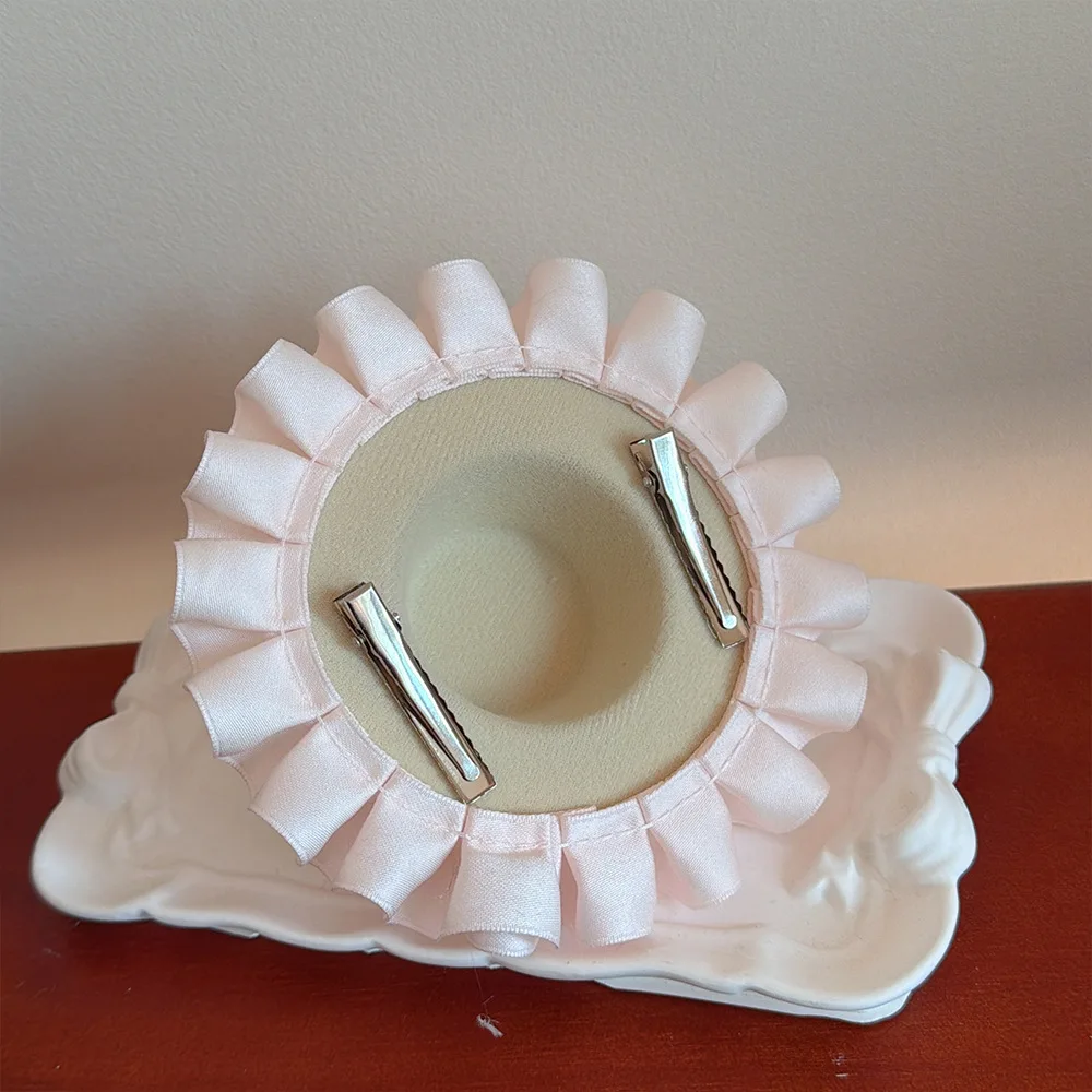 Accesorios para gatos y perros: sombrero copa rosa, diadema encaje - imagen 2