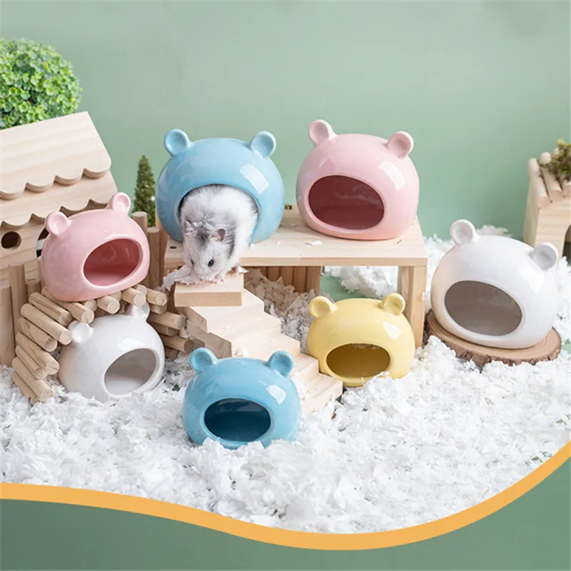 Esconderijo de animales pequeños, Chinchilla de cerámica, Mini cabana, jaula de cueva, accesorios para hámsteres enanos, gerbils y casa de hámster erizo