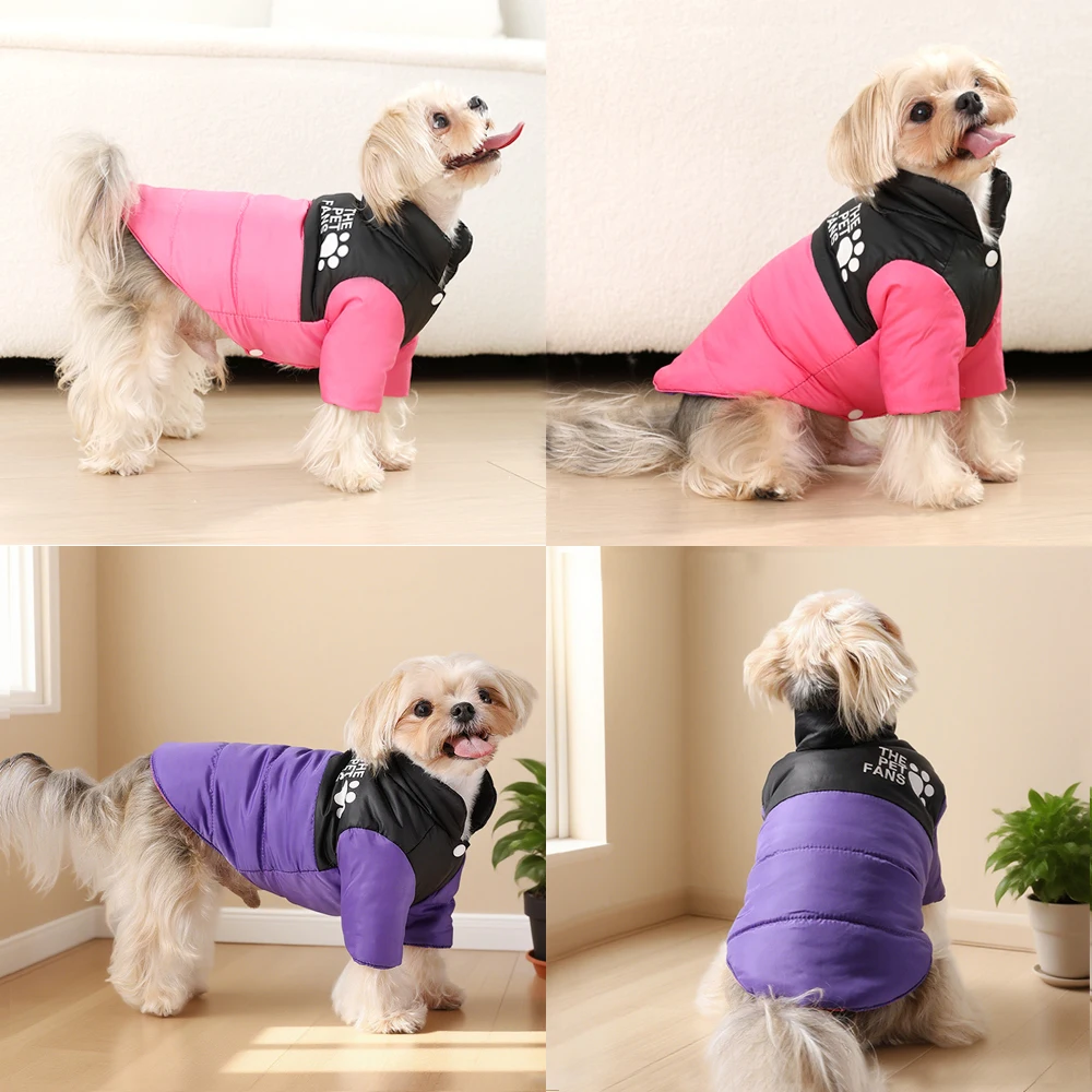 Chaqueta impermeable para perros, ropa Reversible de invierno para mascotas, para perros pequeños y medianos, abrigo cálido y acogedor para perros Yorkie, Bulldog Francés, trajes para cachorros - imagen 5