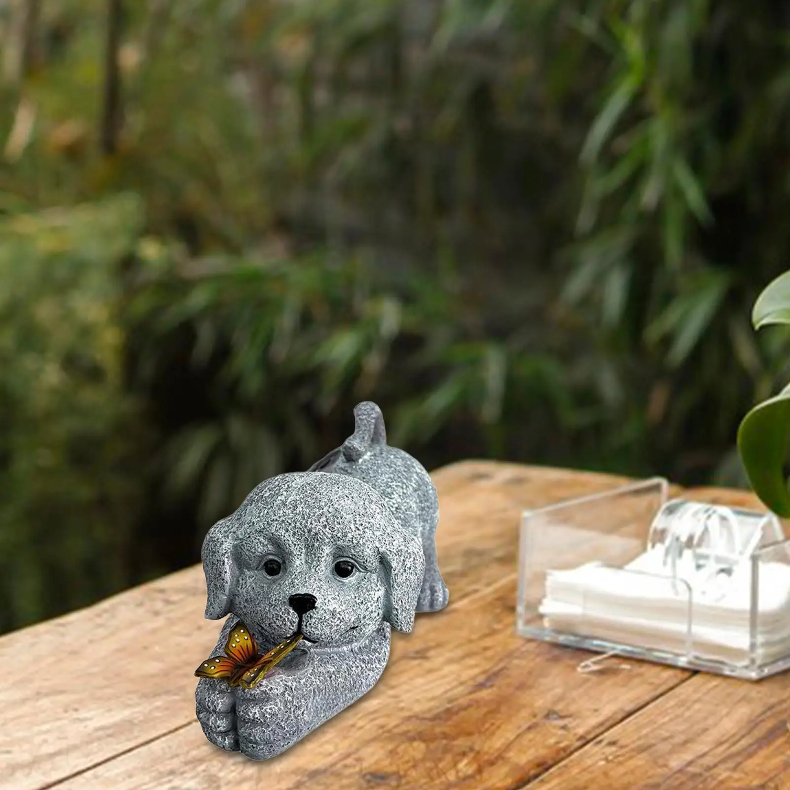 Solar Powered Dog Garden Statue Light Yard Art Resin Dog Figurine,Animal Sculpture,Yard Decoration,for Balcony Lawn Courtyard