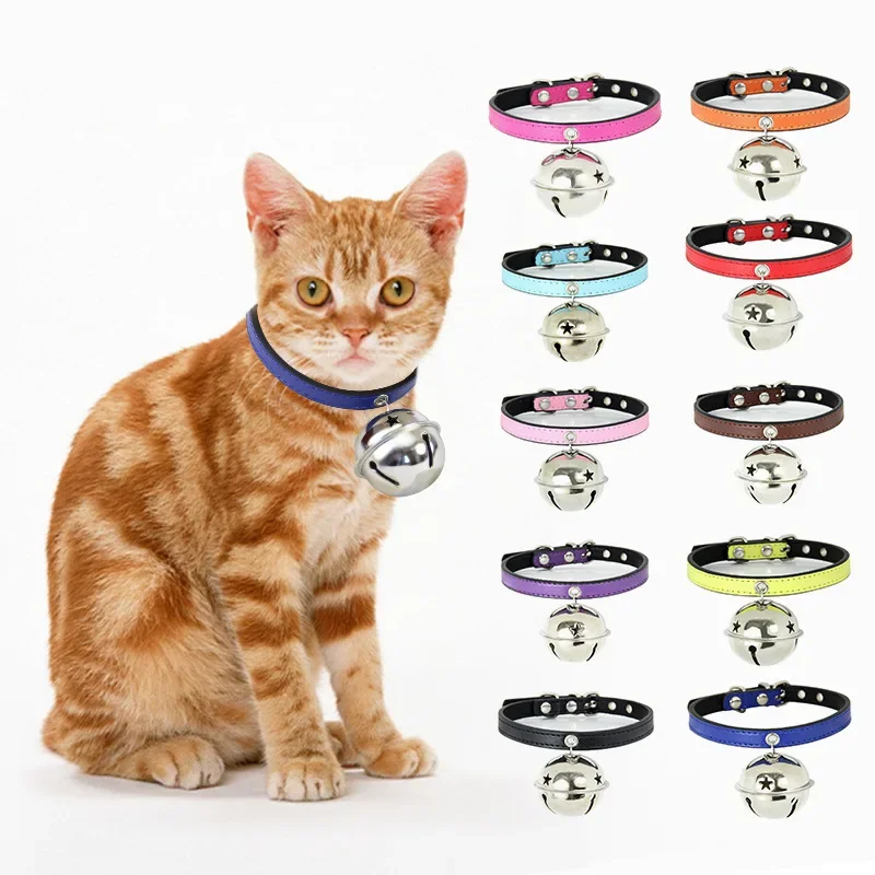 Collar para gatos con campana para perros pequeños Collar de seguridad con correa elástica, Collar para gatitos l Negro Azul Rojo Naranja Verde lima