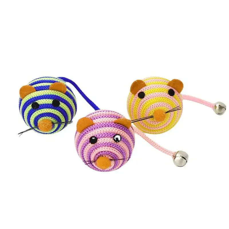 Juguete para Gato de 3/5/7 piezas, cuerda de nailon a rayas, bola redonda, ratón con campana, juguete para masticar para Gato, juguete interactivo para gato, pelota para ratón, producto para mascotas - imagen 5