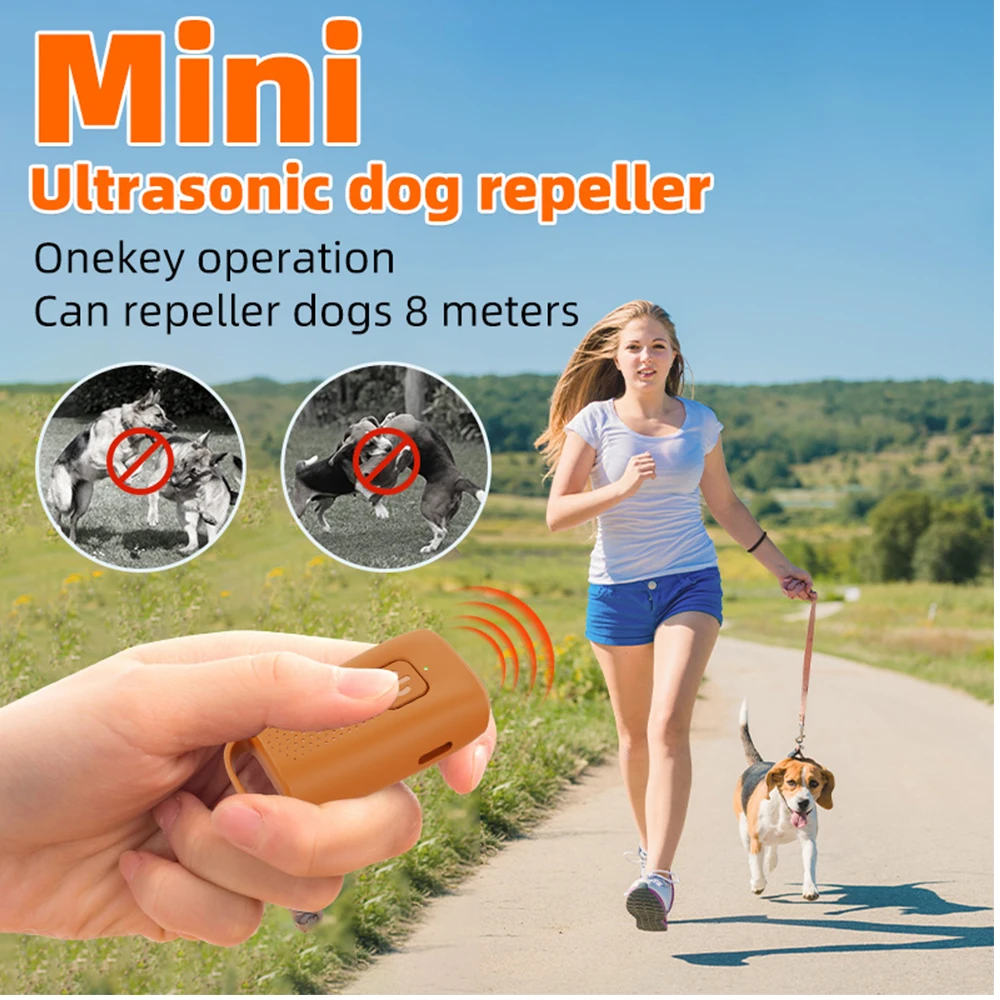 Mini repelente de perros ultrasónico portátil con linterna LED, dispositivo antiladridos recargable por USB, disuasorios ultrasónicos