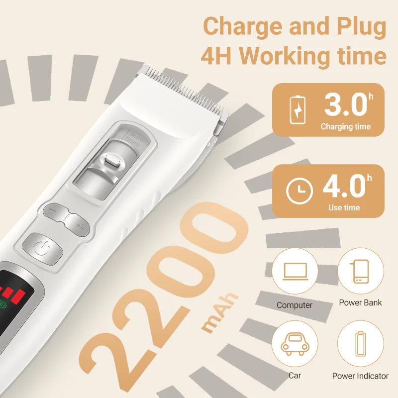 ROJECO Professional Hair Trimmer Electric Dog Hair Clipper For Dog Cat Hair Shaver Haircut Machine Rechargeable Pet Grooming Kit - imagen 5