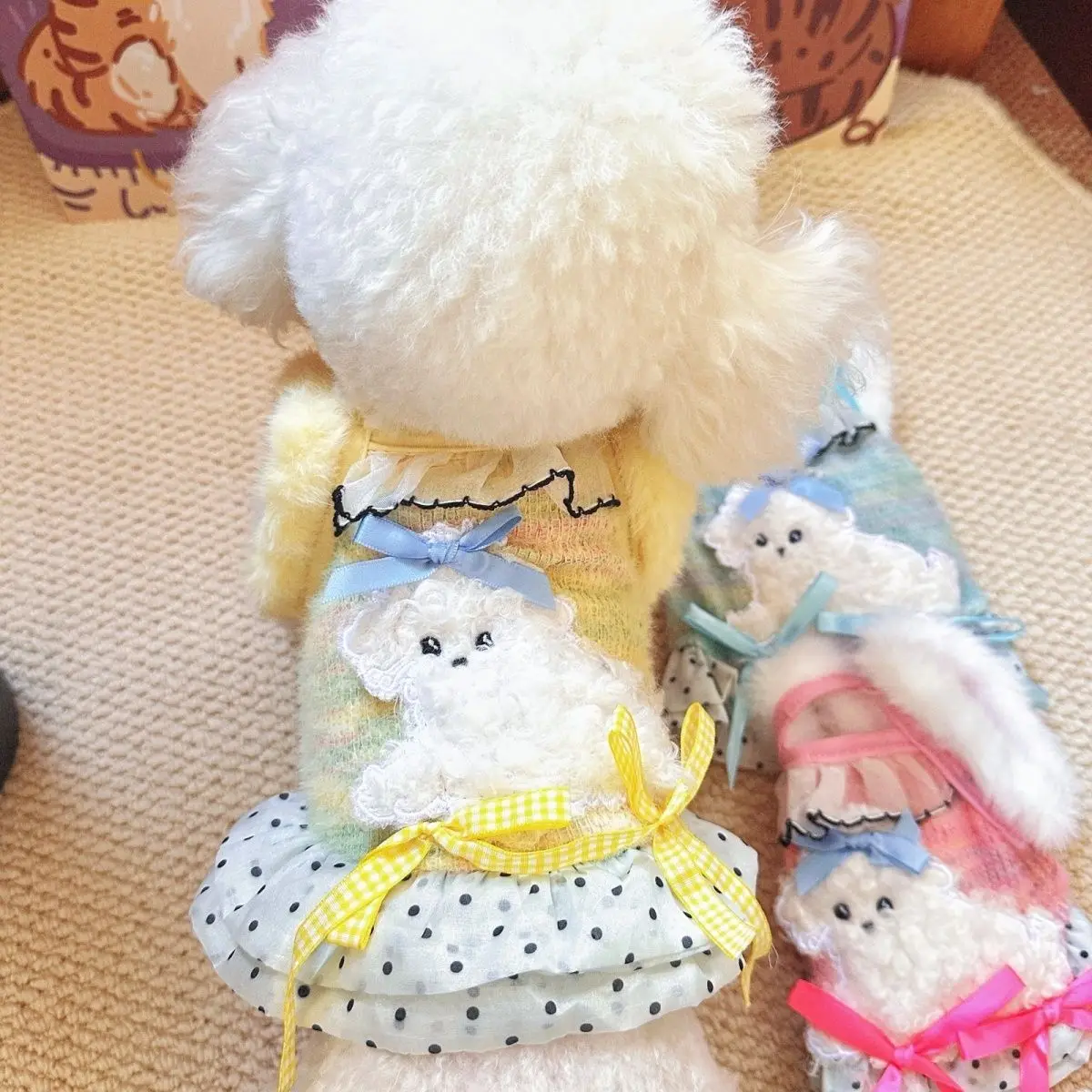 Camisola de felpa bonita para otoño e invierno, vestido de punto, chaleco, pijamas para mascotas, ropa para el hogar, vestidos para perros pequeños, ropa para cachorros - imagen 2