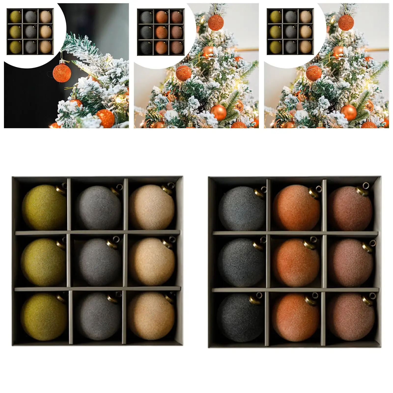 9x Adornos de árbol de Navidad Bola de terciopelo Creativo 3.15 "Decoración del hogar Adornos colgantes Colgantes para Fiesta de chimenea Eventos especiales - imagen 4