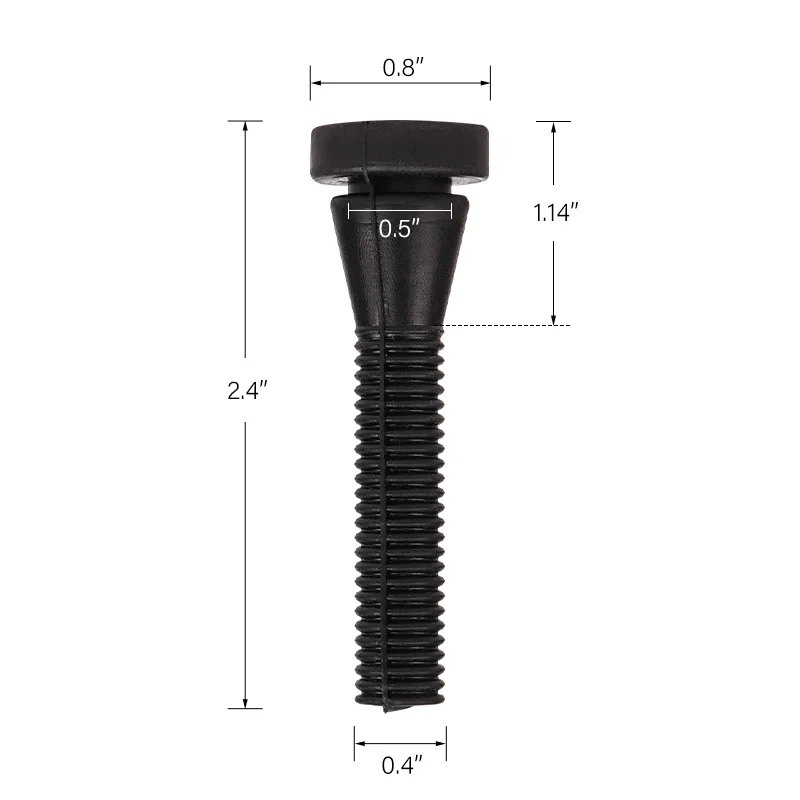 Un tornillo negro con una lavadora y tuerca