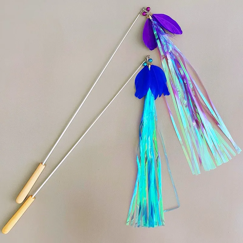 Juguetes para gatos, palo de plumas, juguetes interactivos para gatos, borla de lentejuelas extendidas, juguete para gatos, rompecabezas para gatitos con campana, mango largo, juguete para mascotas - imagen 3