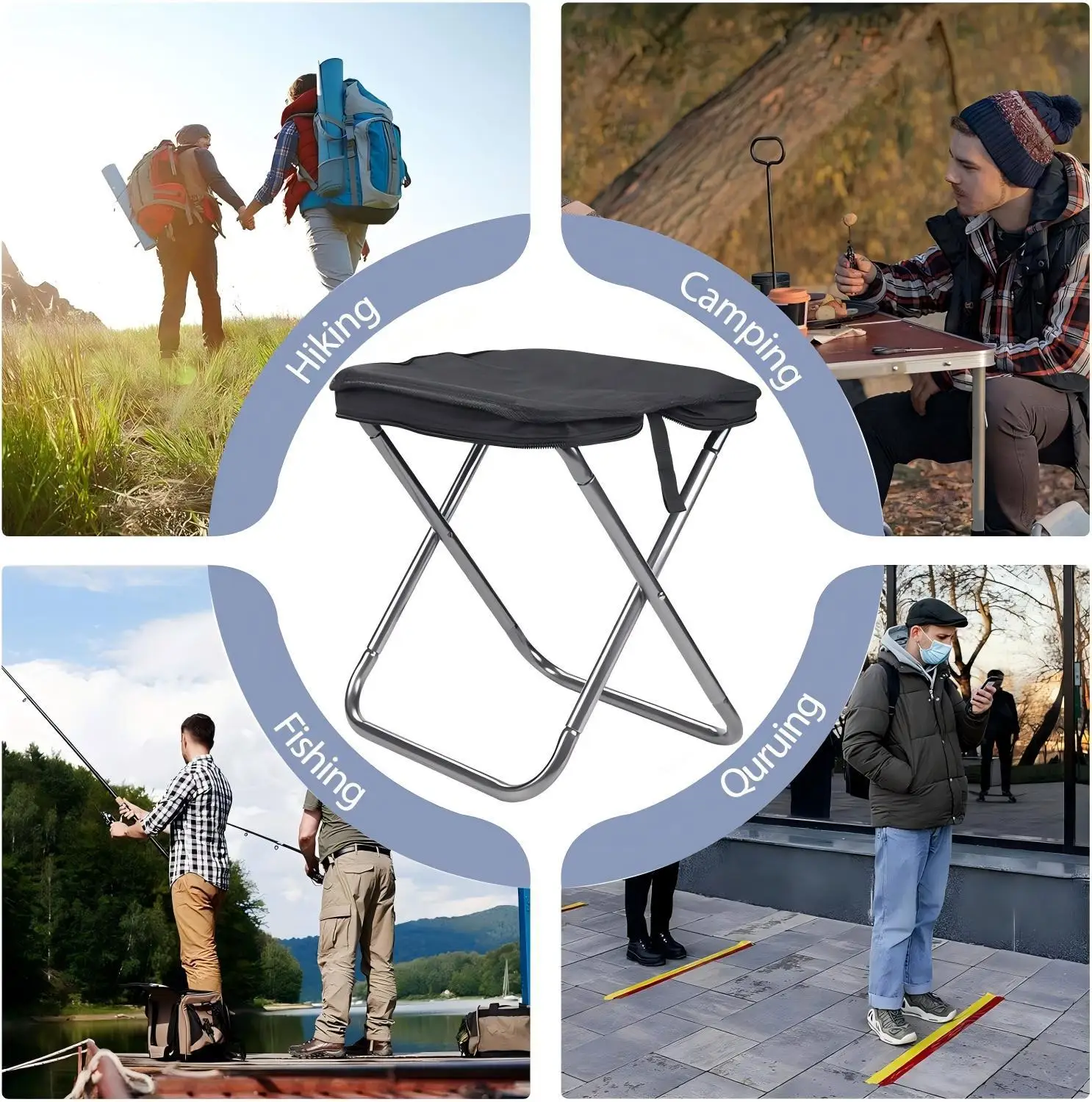 Silla plegable portátil multifuncional para picnic al aire libre, taburete de pesca ultraligero, taburete de viaje, accesorios de pesca - imagen 2