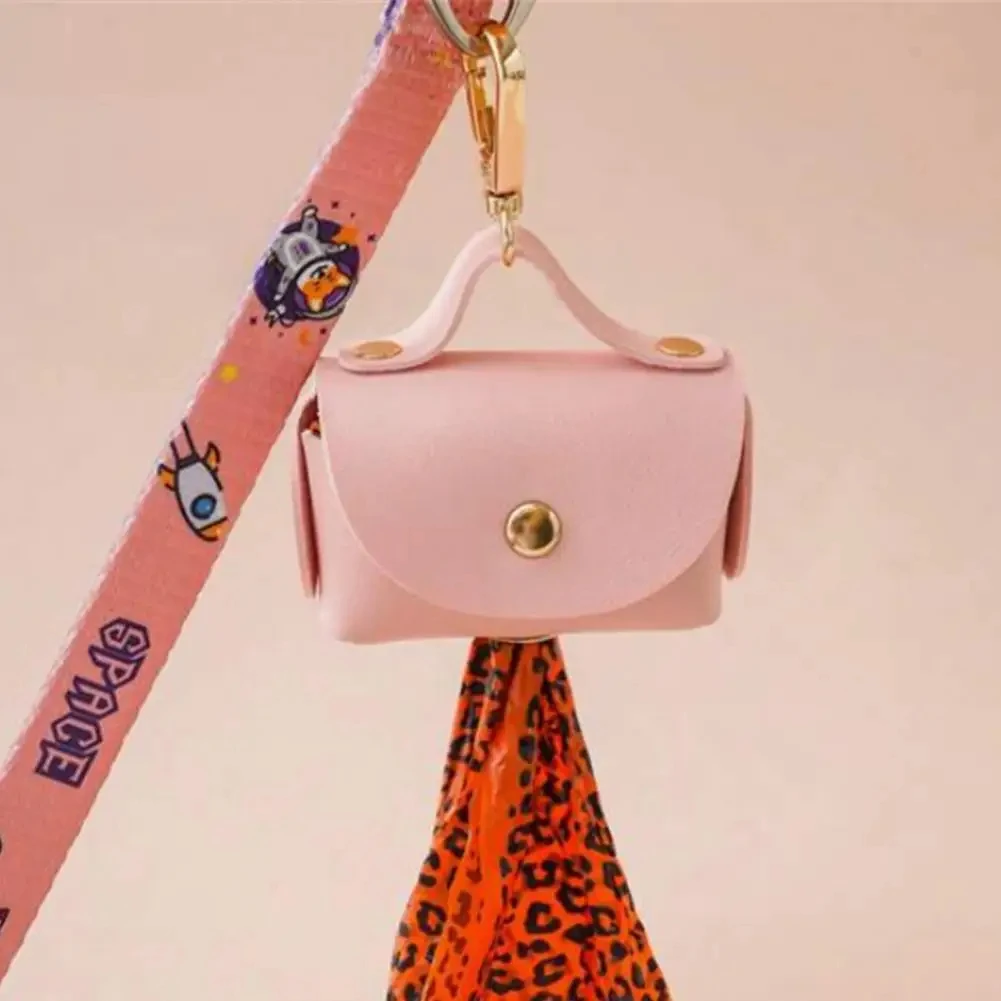 Soporte elegante para bolsa para mascotas, soporte para bolsa para excrementos de mascotas de piel sintética con dispensador para bolsas para perros, bolsa portátil para excrementos de perros, suministros organizadores para mascotas - imagen 3