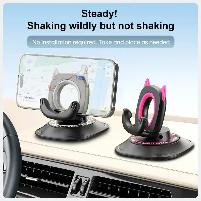 Soporte para teléfono de coche antideslizante giratorio de 360 grados, soporte para teléfono móvil para salpicadero, Compatible con todos los teléfonos inteligentes