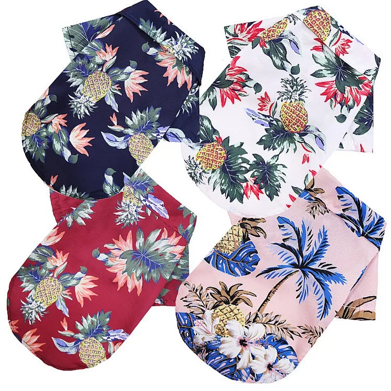 Ropa hawaiana de estilo playero para perros, camiseta para perros, ropa de verano para mascotas para perros pequeños, gatos, Chihuahua, Yorkies, ropa, camisas finas para cachorros - imagen 3