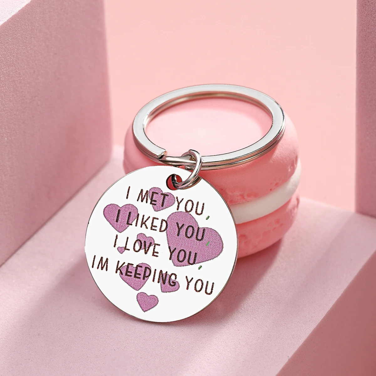 "Té incontrato, te quiero, te amo, me te manteno" Llavero de acero inoxidable, un regalo para novia y esposa - imagen 2